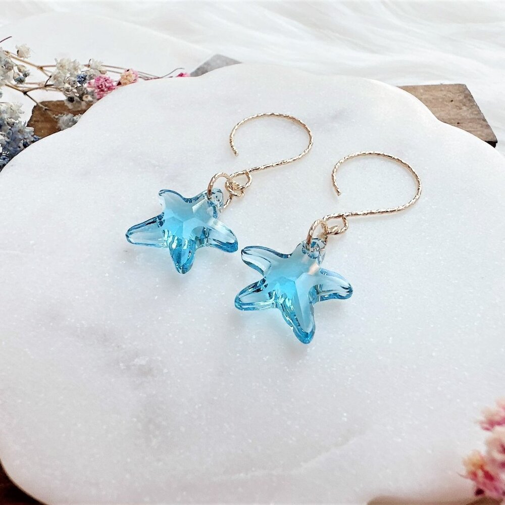 14k Gold-Filled Crystal Starfish Earrings | Handmade in BC